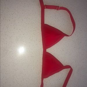 red ribbed bikini top w gold hardware